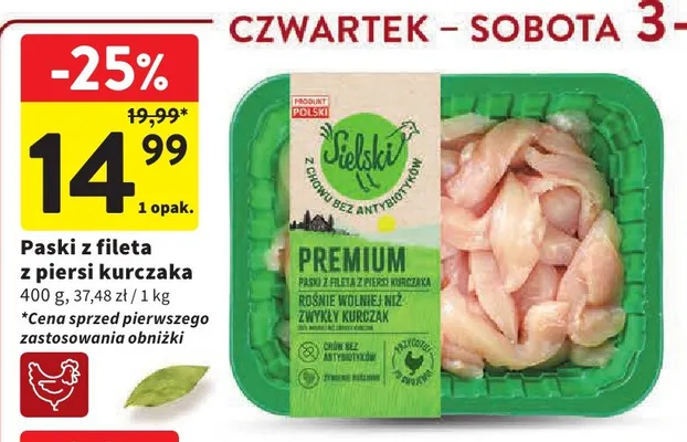 Paski z fileta z piersi kurczaka Sielski promocja w Intermarche