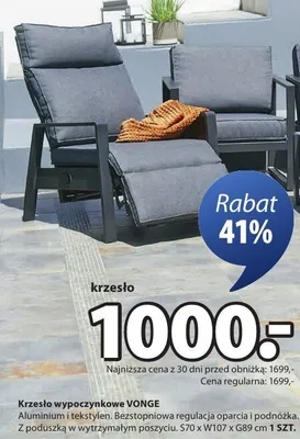 Krzesło wypoczynkowe promocja w Jysk