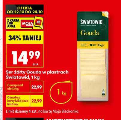 Ser gouda w plastrach Światowid promocja w Biedronka