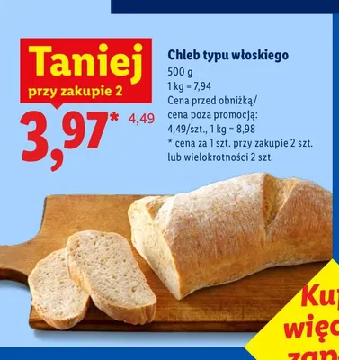 Chleb typu włoskiego promocja w Lidl