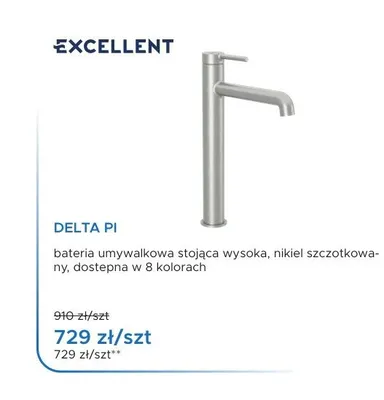 Bateria umywalkowa Excellent Delta Pi wysoka nikiel szczotkowany promocja w Blu Salony Łazienek