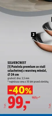 Patelnia premium ze stali szlachetnej z warstwą miedzi 24 cm SilverCrest promocja w Lidl