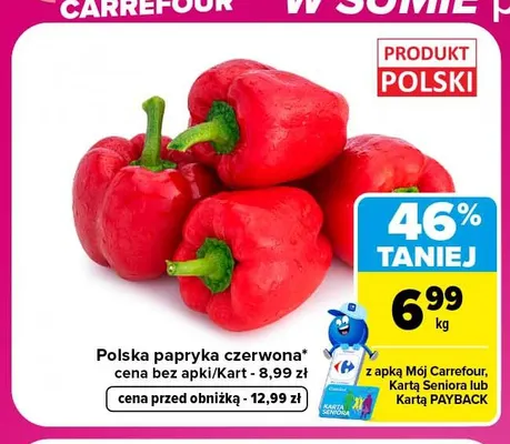 Papryka czerwona polska promocja w Carrefour