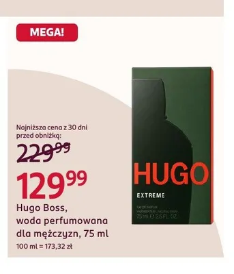 Woda perfumowana dla mężczyzn Hugo Boss Extreme promocja w Rossmann