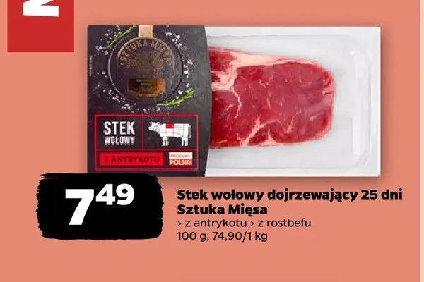 Stek wołowy dojrzewający 25 dni z rostbefu Sztuka Mięsa promocja w Netto