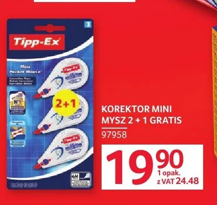 Korektor mini mysz Tipp-Ex 2+1 gratis promocja w Selgros