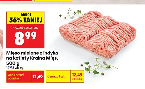 Mięso mielone z indyka na kotlety Kraina Mięs promocja w Biedronka