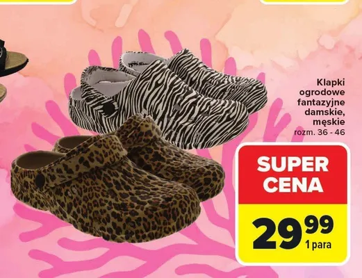 Klapki ogrodowe fantazyjne promocja w Carrefour