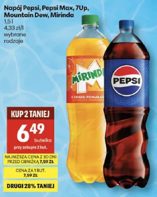 Napój Pepsi, Pepsi Max, 7Up, Mountain Dew, Mirinda promocja w Delikatesy Centrum