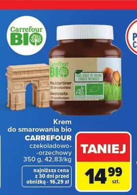 Krem do smarowania bio czekoladowo-orzechowy Carrefour promocja w Carrefour