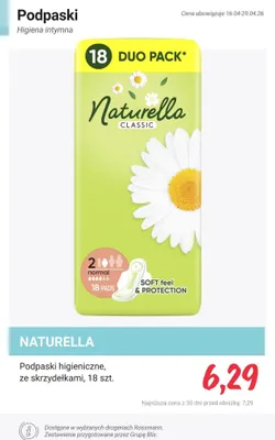 Podpaski higieniczne ze skrzydełkami promocja w Rossmann