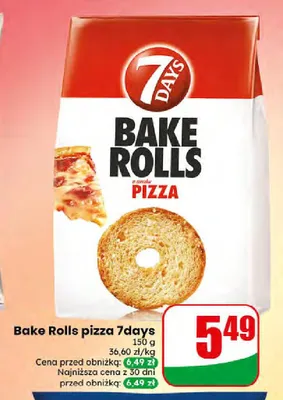 Sucharki Bake Rolls o smaku pizzy 7 Days promocja w Dino