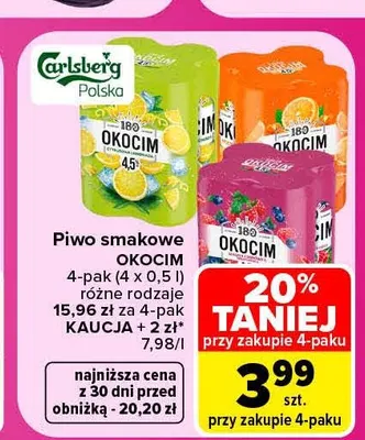 Piwo smakowe Okocim 4-pak promocja w Carrefour