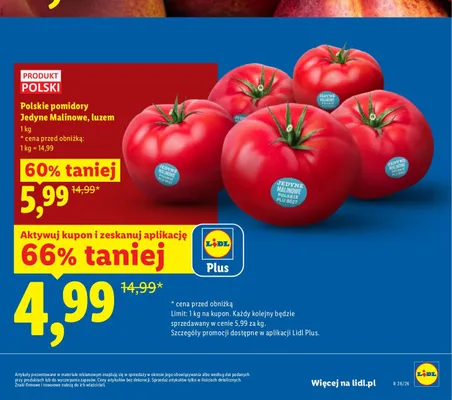 Polskie pomidory Jedyne Malinowe luzem promocja w Lidl