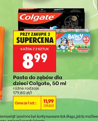 Pasta do zębów dla dzieci Colgate promocja w Biedronka