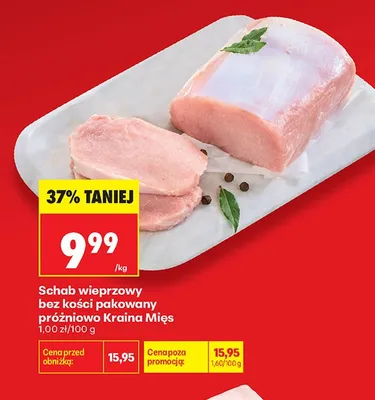 Schab wieprzowy bez kości pakowany próżniowo Kraina Mięs promocja w Biedronka