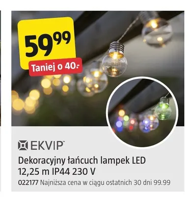 Dekoracyjny łańcuch lampek LED Ekvip 12,25 m IP44 230V promocja w Jula