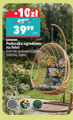 Poduszka ogrodowa na fotel zielono-pomarańczowa, zielona, szara promocja w Biedronka