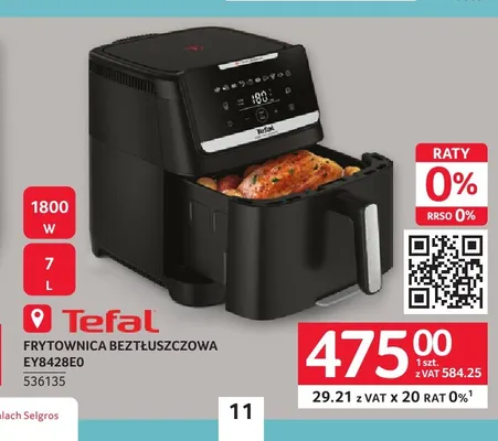 Frytownica beztłuszczowa EY8428EO Tefal promocja w Selgros