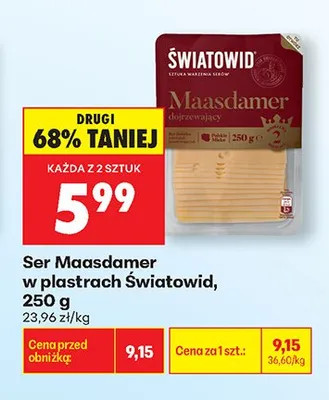 Ser Maasdamer w plastrach Światowid promocja w Biedronka