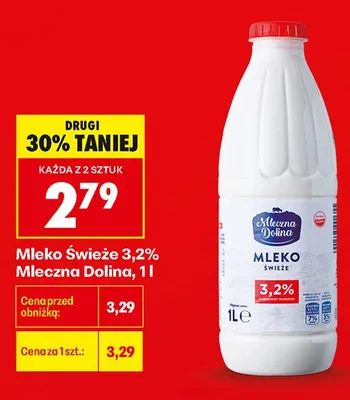 Mleko świeże 3,2% Mleczna Dolina promocja w Biedronka