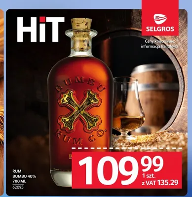 Rum Bumbu 40% promocja w Selgros