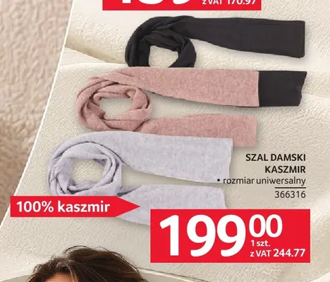 Szal damski kaszmir promocja w Selgros