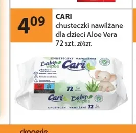 Chusteczki nawilżane dla dzieci Aloe Vera Cari promocja w Drogerie Laboo