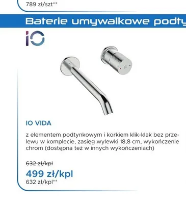 Bateria umywalkowa podtynkowa iO Vida promocja w Blu Salony Łazienek