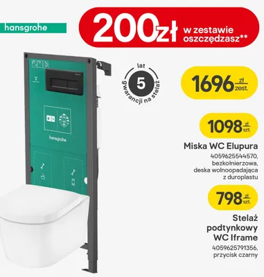 Zestaw - Stelaż podtynkowy WC Iframe + Miska WC Elupura promocja w Castorama