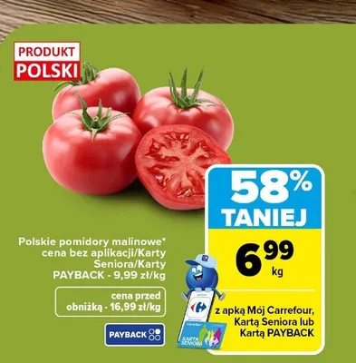 Pomidory malinowe polskie promocja w Carrefour