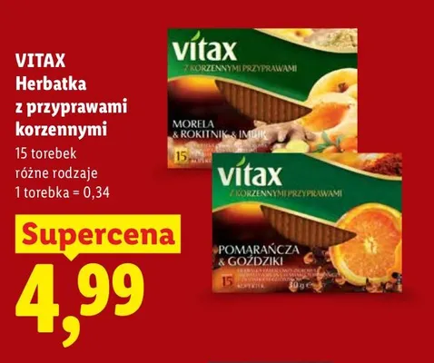 Herbatka z przyprawami korzennymi Vitax promocja w Lidl