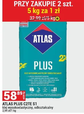 Klej ATLAS PLUS C2TE S1 klej wysokoelastyczny, odkształcalny promocja w Merkury Market