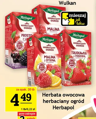 Herbata owocowa Herbaciany Ogród truskawka z poziomką Herbapol promocja w Gram Market