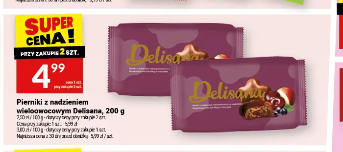 Pierniki z nadzieniem wieloowocowym Delisana promocja w Twój Market