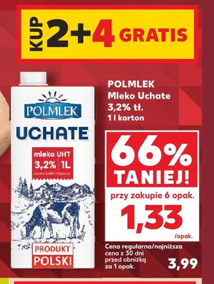 Mleko Uchate Polmlek 3,2% promocja w Kaufland