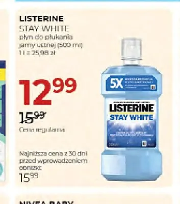 Płyn do płukania jamy ustnej Listerine Stay White promocja w Drogerie Jawa