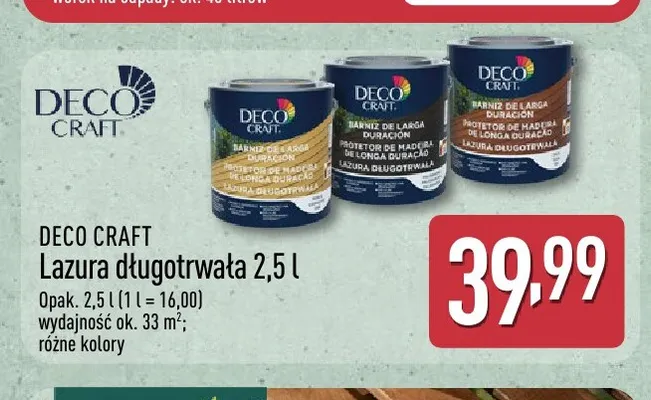 Lazura długotrwała Deco Craft promocja w Aldi