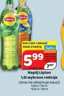 Napój Lipton Green Tea 1,5 l promocja w Delfin