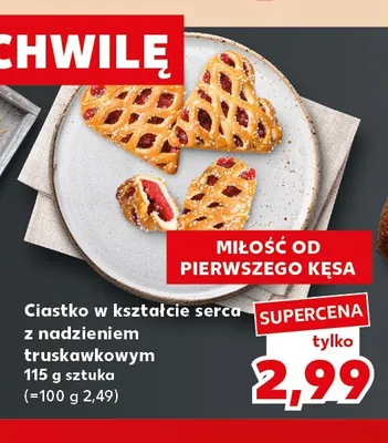 Ciastko w kształcie serca z nadzieniem truskawkowym promocja w Kaufland