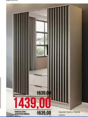 Szafa Nelly 3D kaszmir lustro lamela czarna promocja w Abra Meble