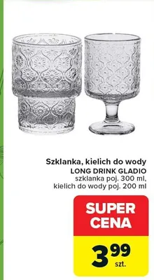 Szklanka, kielich do wody Long Drink Gladio promocja w Carrefour