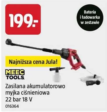 Zasilana akumulatorowo myjka ciśnieniowa Meec Tools 22 bar 18V promocja w Jula