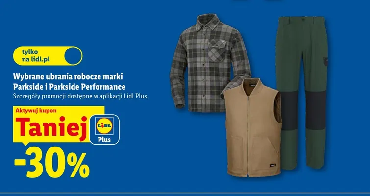Ubrania robocze Parkside i Parkside Performance promocja w Lidl