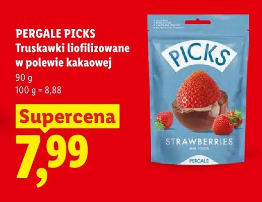 Truskawki liofilizowane w polewie kakaowej Pergale Picks promocja w Lidl