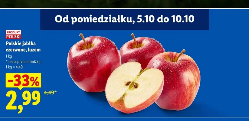 Polskie jabłka czerwone luzem promocja w Lidl