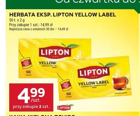 Herbata ekspresowa Lipton Yellow Label promocja w Stokrotka