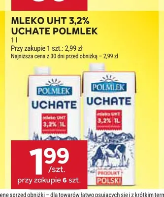 Mleko UHT Uchate Polmlek 3,2% promocja w Stokrotka