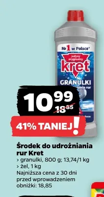 Środek do udrożniania rur Kret żel promocja w Netto