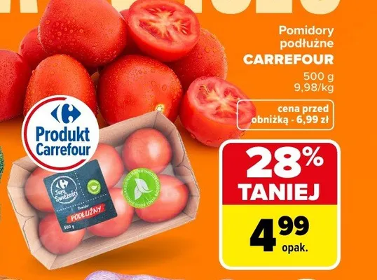 Pomidory podłużne, 500 g Carrefour promocja w Carrefour Market